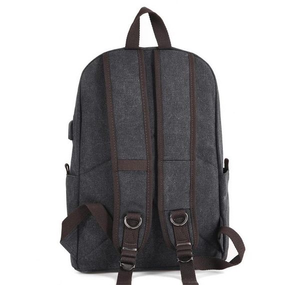 Рюкзак ÇÇS London 51568 из.canvas с USB выходом, черный, 15,6 дюймов, регулируемые ремни, 2 кармана на молнии - фото 2