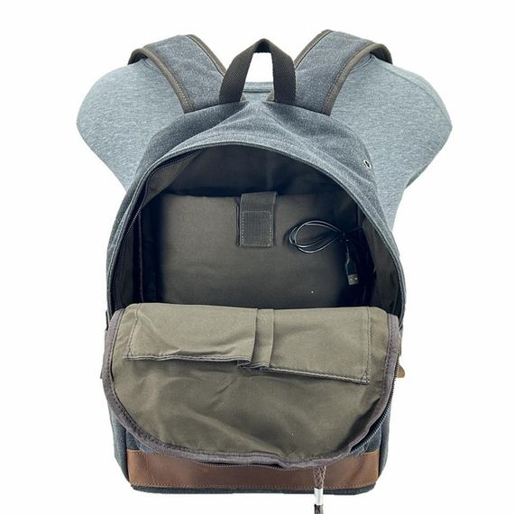 Рюкзак ÇÇS London 51568 из.canvas с USB выходом, черный, 15,6 дюймов, регулируемые ремни, 2 кармана на молнии - фото 5