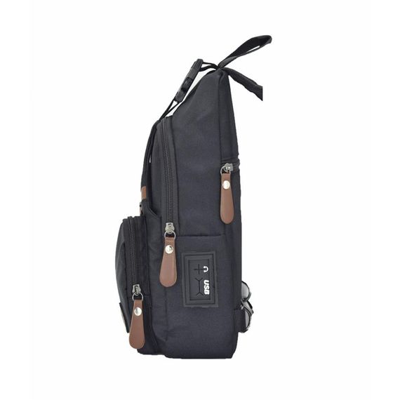 Сумка-рюкзак на тканині Newish із застібкою, чорна, розміри 30х18х8 см, якісне виконання, універсальний розмір - фото 4