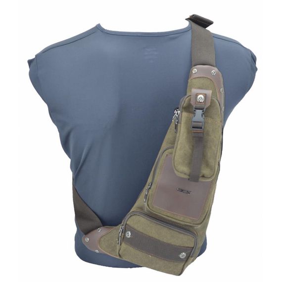 Ccs Kanvas Kumaş Sırt Çantası Body Bag Kahve - fotoğraf 2