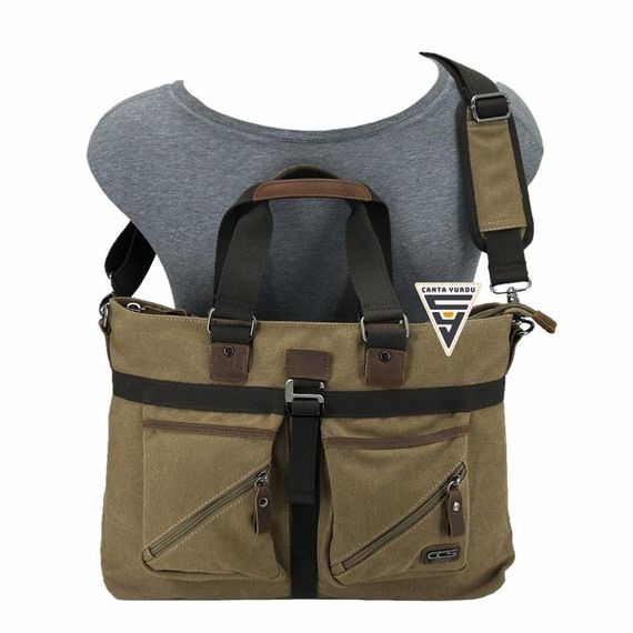 حقيبة كتف من القماش من GCs London 31490 باللون البني - صورة 5