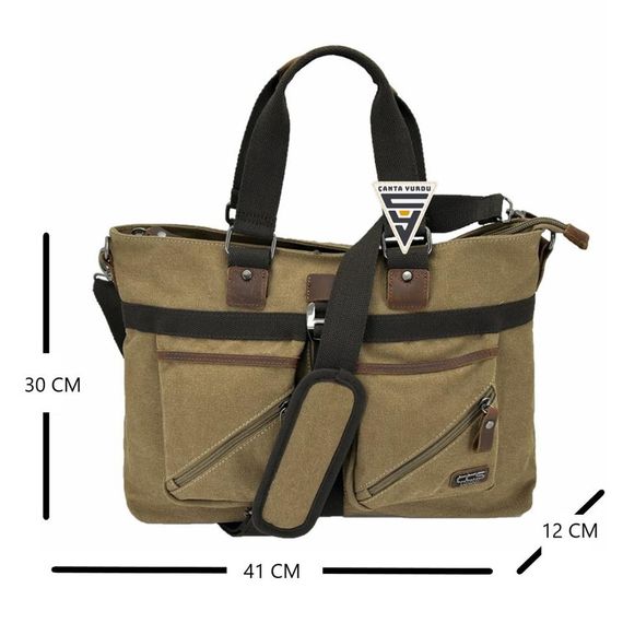 حقيبة كتف من القماش من GCs London 31490 باللون البني - صورة 2