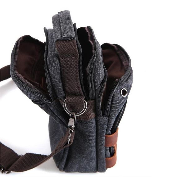 Ççs London 31471 Canvas Shoulder Strap Mini Messenger Bag Black - photo 3