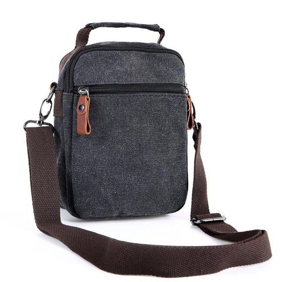 Ççs London 31471 Canvas Shoulder Strap Mini Messenger Bag Black - photo 4