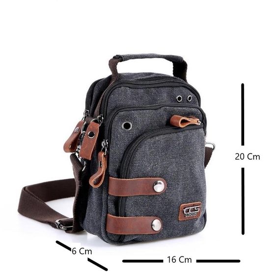 Ççs London 31471 Canvas Shoulder Strap Mini Messenger Bag Black - photo 2