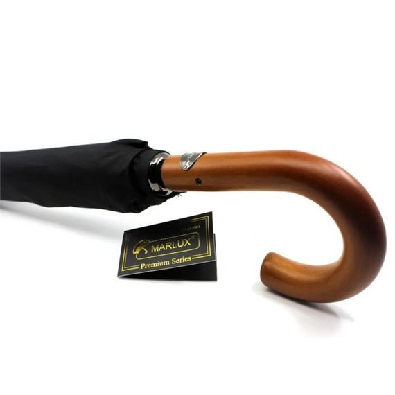 Парасолька Marlux 105 см Vale Protokol, чорна, напівавтоматична, з дерев'яною ручкою, водонепроникна, з нержавіючої сталі, 16 спиць - фото 4