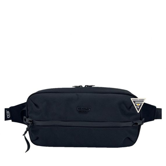 Сумка на пояс ÇÇS London 31417 XL черного цвета, размер 29x15x6 см, 1 карман с молнией спереди, 2 кармана внутри и 1 сзади, регулируемый ремень - фото 1