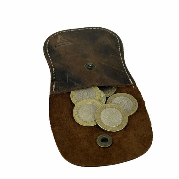 Genuine Leather Key Coin Purse Crazy Brown - photo 2