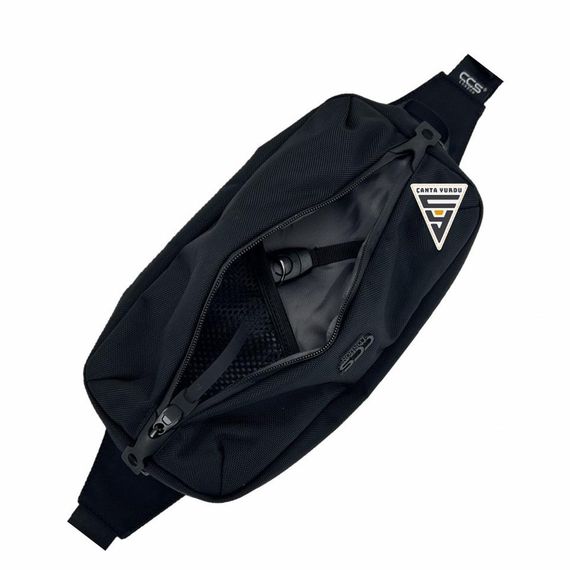 Сумка на пояс ÇÇS London 31417 XL черного цвета, размер 29x15x6 см, 1 карман с молнией спереди, 2 кармана внутри и 1 сзади, регулируемый ремень - фото 4