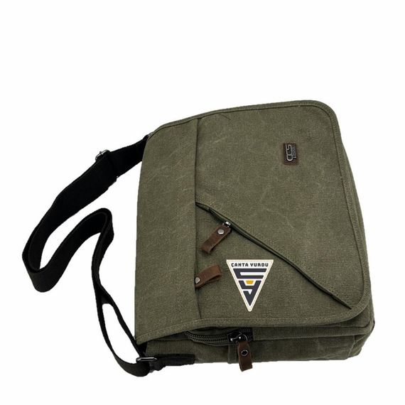 Ççs London 31472 Canvas Messenger Bag Briefcase Green - photo 2