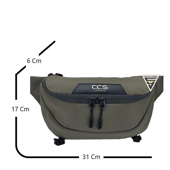 ÇÇS London 31412 Çift Gözlü XL Bel Çantası Haki - fotoğraf 4