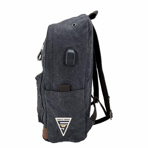 Ççs London 51568 Kanvas Usb Sırt Çantası Siyah - fotoğraf 3