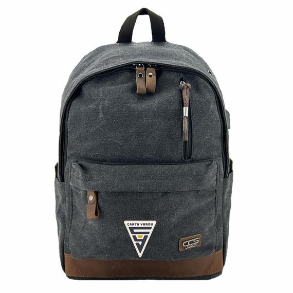 Ççs London 51568 Kanvas Usb Sırt Çantası Siyah - fotoğraf 1