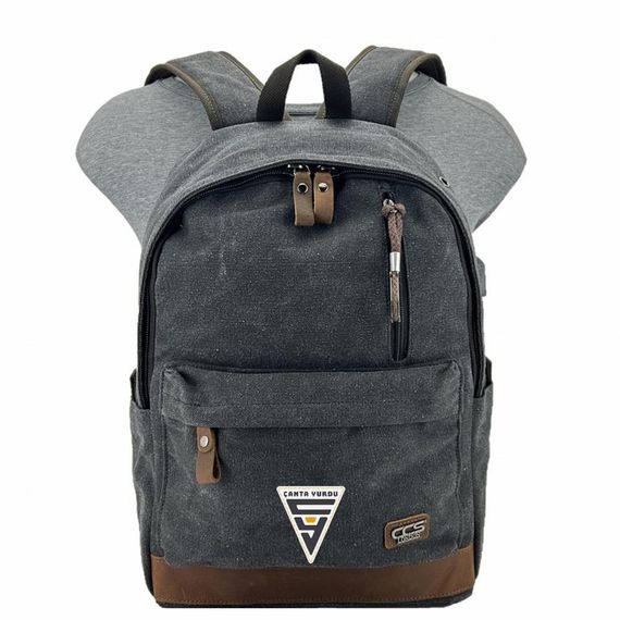 Ççs London 51568 Kanvas Usb Sırt Çantası Siyah - fotoğraf 5