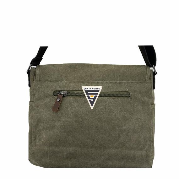 Ççs London 31472 Canvas Messenger Bag Briefcase Green - photo 5