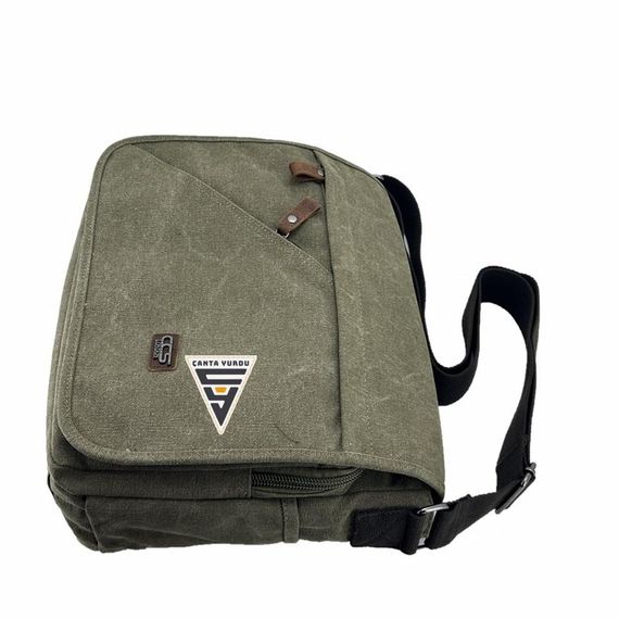Ççs London 31472 Canvas Messenger Bag Briefcase Green - photo 4