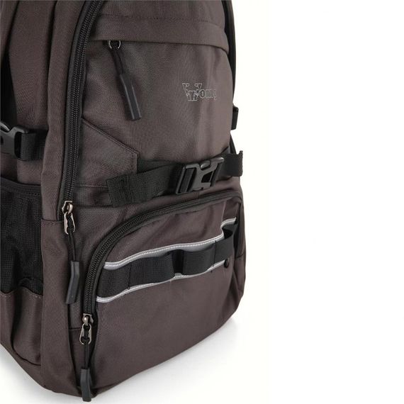 Рюкзак для школы Young 51541 серая в два основных отделения, множество карманов, регулируемые лямки, размеры: 30x45x15 см, материал: полиэстер - фото 3