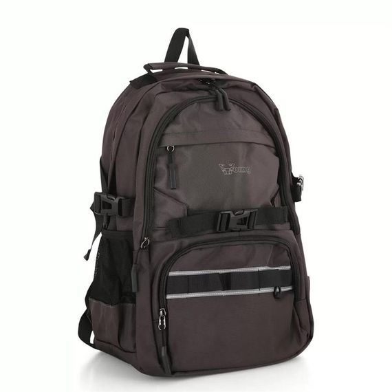 Рюкзак для школы Young 51541 серая в два основных отделения, множество карманов, регулируемые лямки, размеры: 30x45x15 см, материал: полиэстер - фото 5