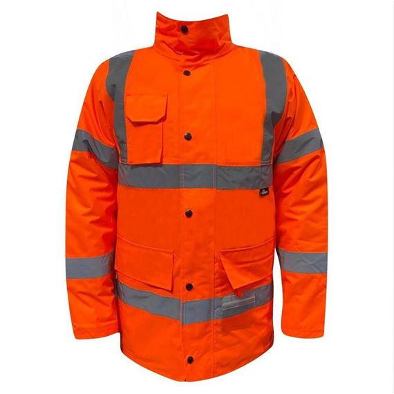 Reflektörlü 300D Oxford İçi Kapitoneli Parka Mont Turuncu - صورة 3