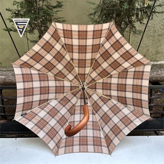 Snotline 23L Baston L5 Kadın Şemsiye Ekose Kahve - fotoğraf 4