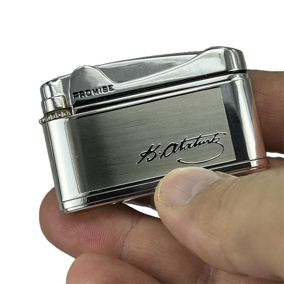 Atatürk Imzalı Gazlı Çakmak Gümüş Renk - фото 3