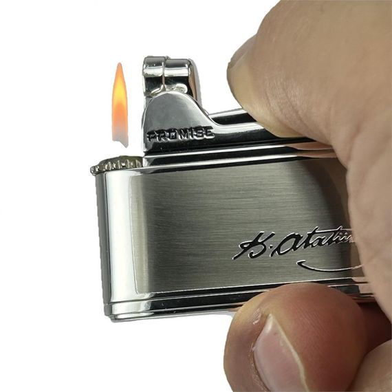 Atatürk Imzalı Gazlı Çakmak Gümüş Renk - фото 5