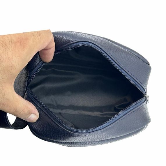 Чоловічий чохол для подорожей Ççs London 31503, синій, з веганської шкіри, 21x12x8 см, з основним відділенням на блискавці для ваших засобів догляду - фото 3