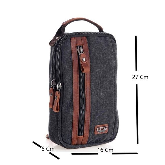 Ççs London 31468 Kanvas Çapraz Çanta Siyah - fotoğraf 2