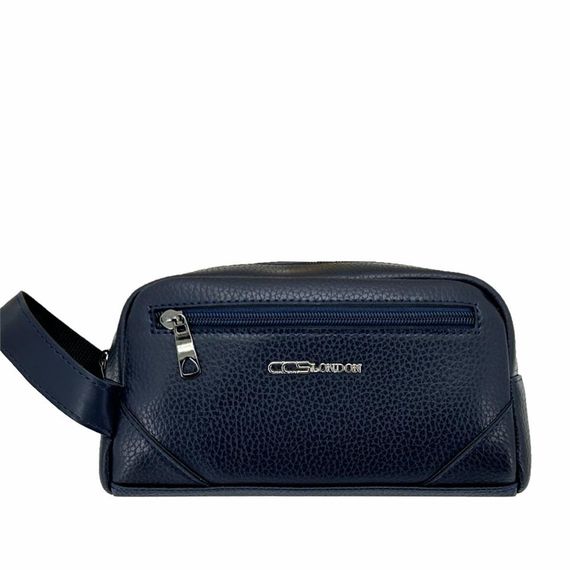 Чоловічий чохол для подорожей Ççs London 31503, синій, з веганської шкіри, 21x12x8 см, з основним відділенням на блискавці для ваших засобів догляду - фото 1