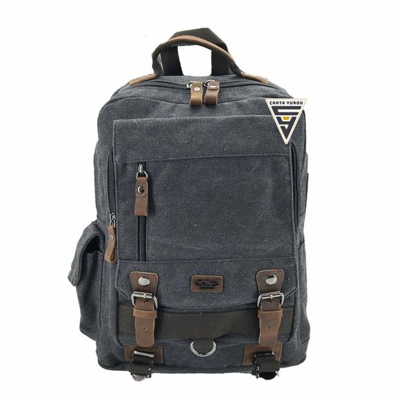 Ççs London 51565 Kanvas Laptop Sırt Çantası Siyah - fotoğraf 1