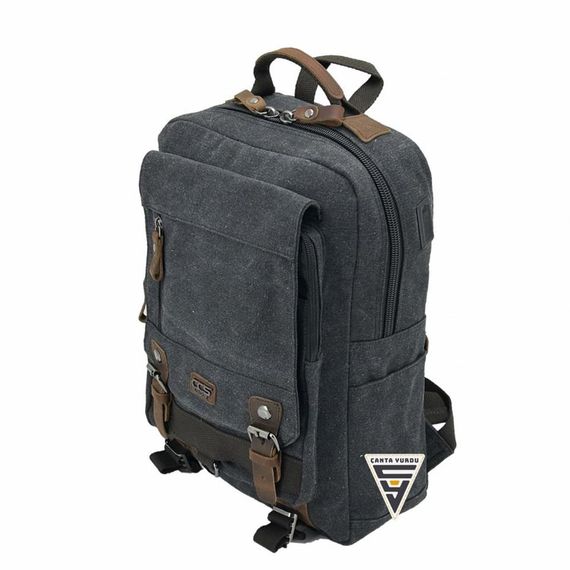 Ççs London 51565 Kanvas Laptop Sırt Çantası Siyah - fotoğraf 2