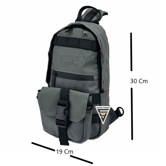 Чоловічий рюкзак Ççs London 51606 сірий, водонепроникна конструкція, 2 кишені, стильний дизайн, ідеальний для щоденного використання - фото 2