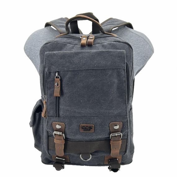 Ççs London 51565 Kanvas Laptop Sırt Çantası Siyah - fotoğraf 4