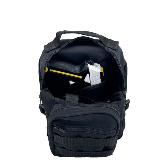 Тактичний чохол для переноски зброї Cordura 1000D чорного кольору, з Molle системою, регульованим плечовим ременем та двома відділеннями - фото 4