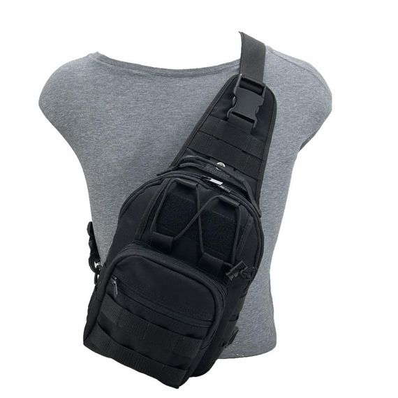 Тактичний чохол для переноски зброї Cordura 1000D чорного кольору, з Molle системою, регульованим плечовим ременем та двома відділеннями - фото 5