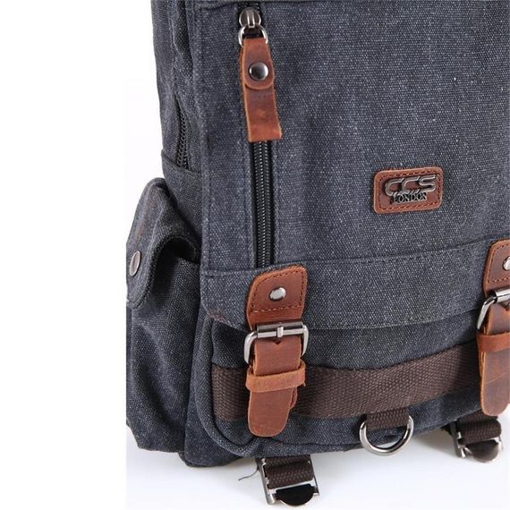 Ççs London 51563 Kanvas Çapraz Sırt ve Göğüs Çantası Siyah - fotoğraf 5