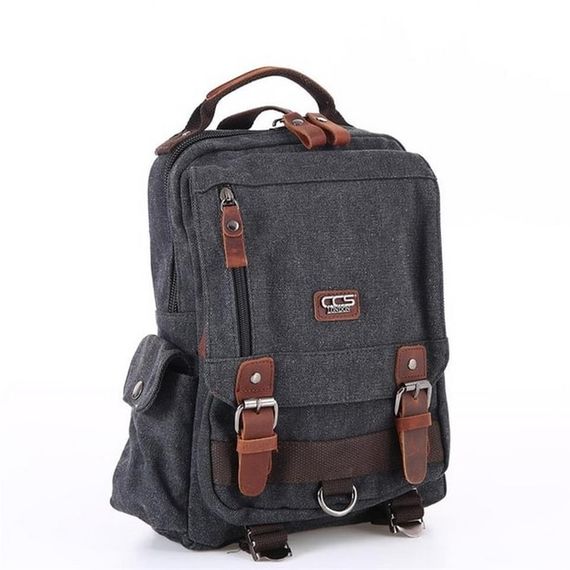 Ççs London 51563 Kanvas Çapraz Sırt ve Göğüs Çantası Siyah - fotoğraf 4