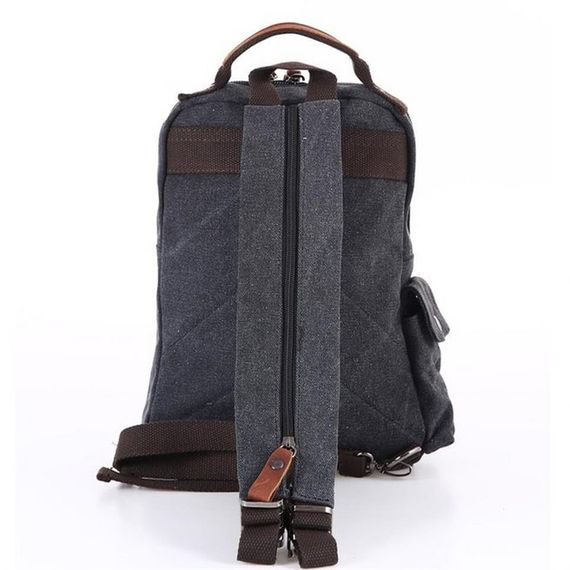 Ççs London 51563 Kanvas Çapraz Sırt ve Göğüs Çantası Siyah - fotoğraf 3