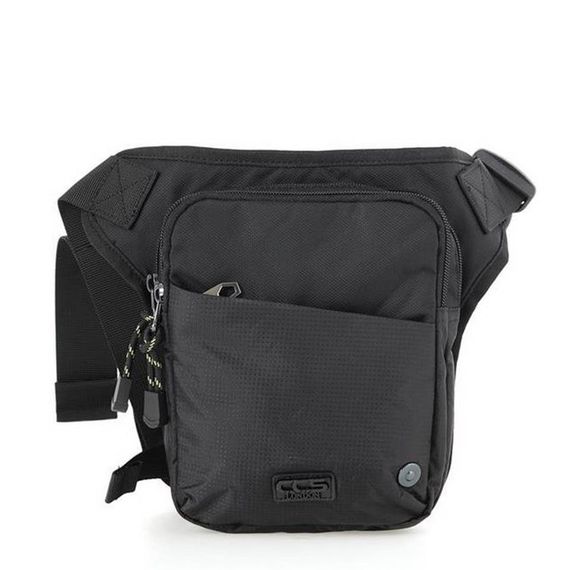 Чоловіча чорна сумка для мотоцикла на пояс та ногу, водостійка, регульовані ремені, 2 відділення на блискавці - фото 1