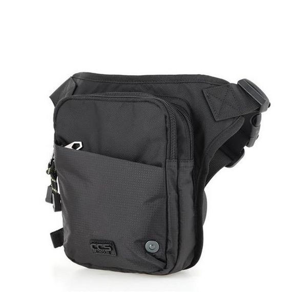Чоловіча чорна сумка для мотоцикла на пояс та ногу, водостійка, регульовані ремені, 2 відділення на блискавці - фото 2