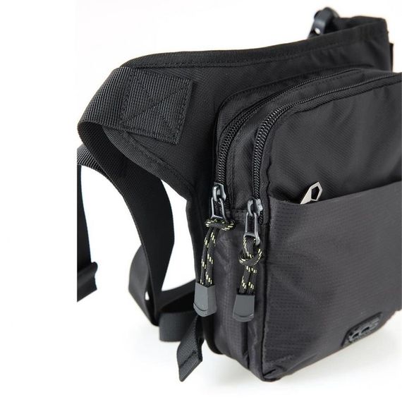 Чоловіча чорна сумка для мотоцикла на пояс та ногу, водостійка, регульовані ремені, 2 відділення на блискавці - фото 5