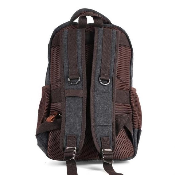 Рюкзак ÇÇS London 51567 из канваса черного цвета с отделением для ноутбука 15,6 дюймов и регулируемыми плечевыми ремнями - фото 2