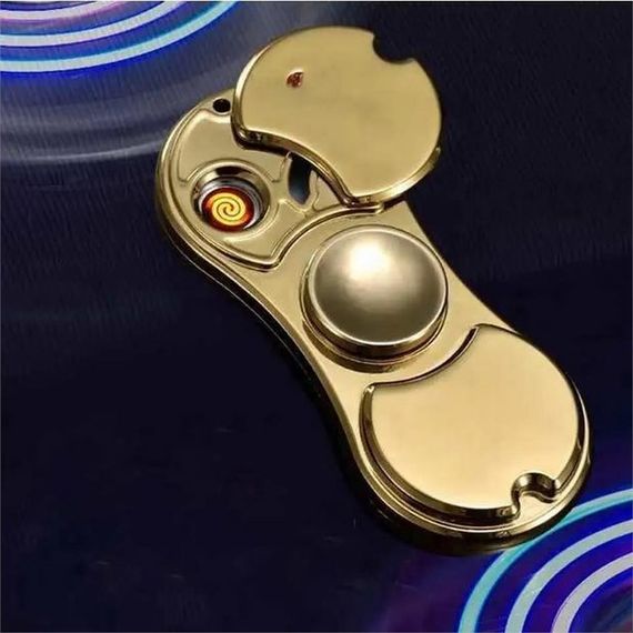 Stres Çarklı Işıklı Usb Şarjlı Tesla Çakmak Altın Sarısı - صورة 4