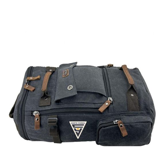 Ççs London 51564 Kanvas Seyahat Sırt Çantası Siyah - fotoğraf 2