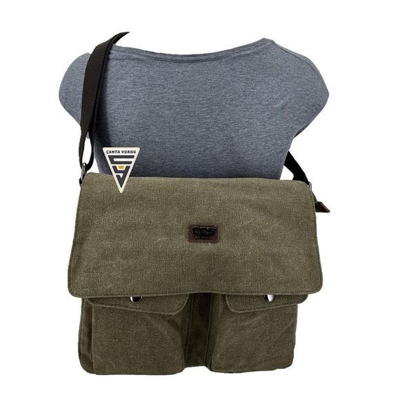 Мужская сумка через плечо Ççs London 31469, размер 33x28x10 см, 1 основное отделение, отделение для ноутбука, магнитная застежка, качественный канвас - фото 3