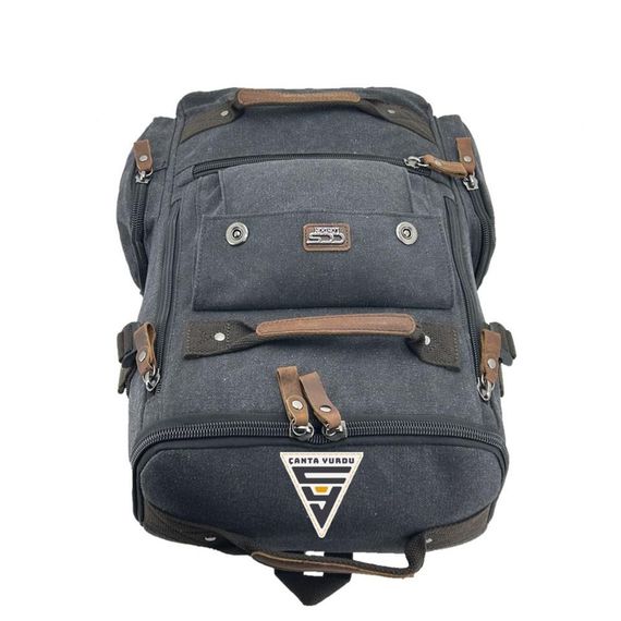 Ççs London 51564 Kanvas Seyahat Sırt Çantası Siyah - fotoğraf 5