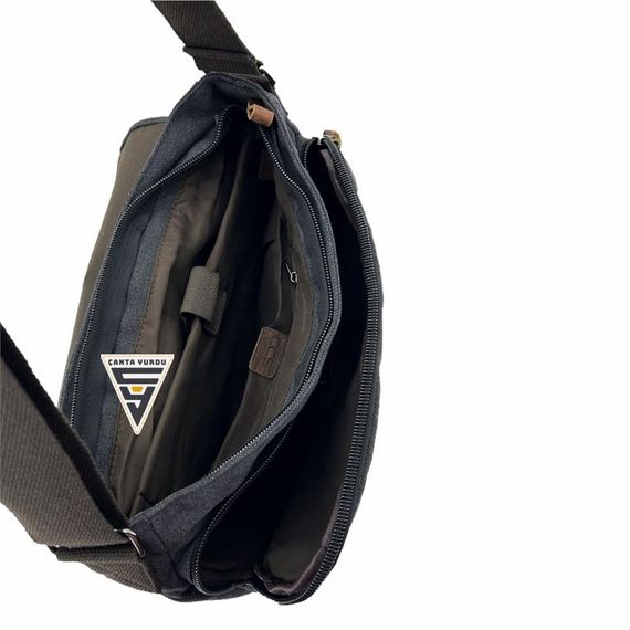 Ççs London 31472 Canvas Messenger Bag Briefcase Black - photo 4