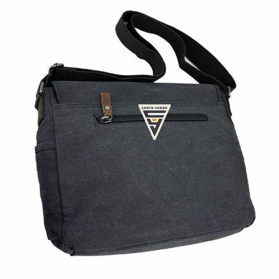 Ççs London 31472 Canvas Messenger Bag Briefcase Black - photo 5
