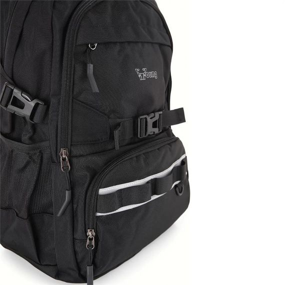 Рюкзак для школи Young 51541 чорний, 2 основні відділення, 5 кишень, регульовані ремені, матеріал: поліестер, розміри: 30x45x15 см - фото 3