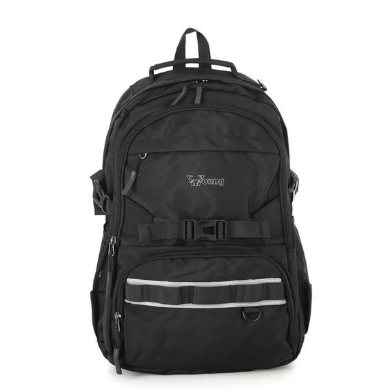 Рюкзак для школи Young 51541 чорний, 2 основні відділення, 5 кишень, регульовані ремені, матеріал: поліестер, розміри: 30x45x15 см - фото 1